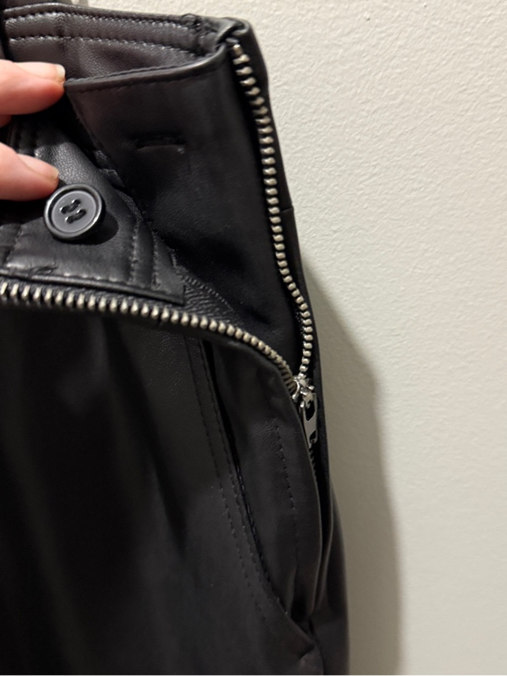 Anthropologie Maeve Faux Leather Dungarees - Black - Picture 7 of 11